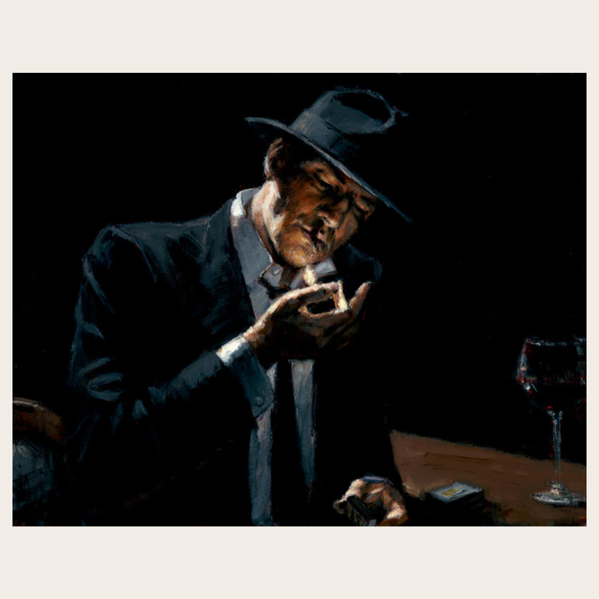 Man Lighting Cigarette at Bar