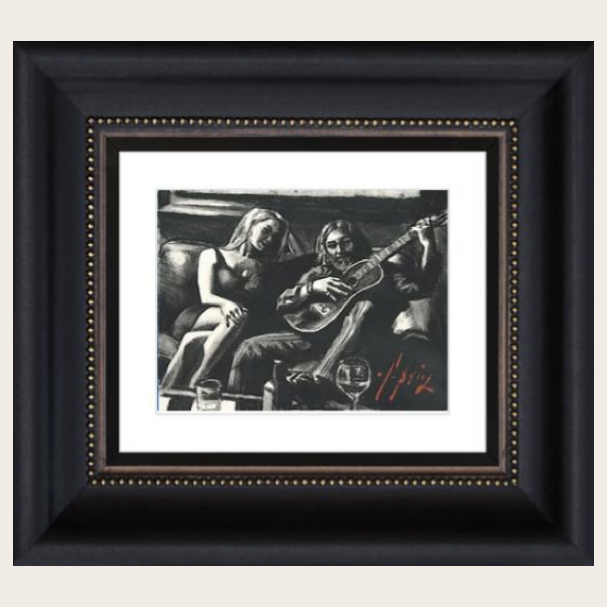 Self Portrait with Girl and Guitar