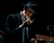 Man Lighting Cigarette at Bar